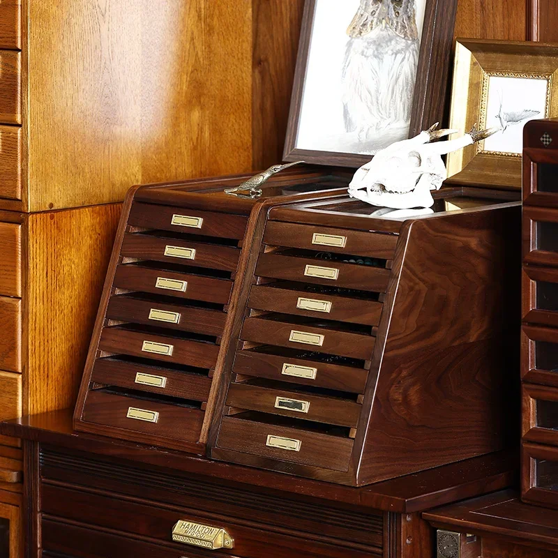 YAO TAOBlack Walnut Log High-end Jewelry Wenwan Collection Cabinet Medieval Storage Cabinet Secret Collection