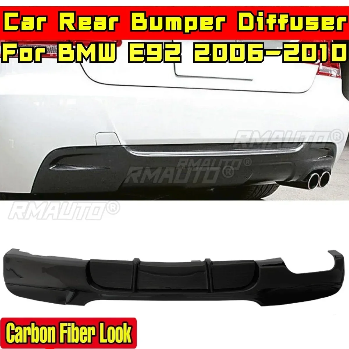 

E92 Rear Bumper Diffuser Carbon Fiber Look MP Style Rear Bumper Lip Splitter Car Accessories For BMW E92 2006-2010 Body Kit