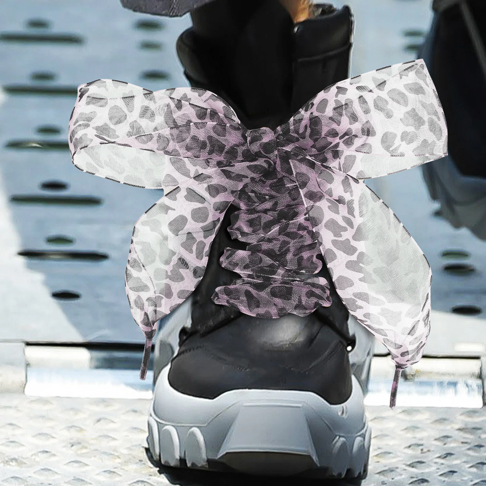 2 قطعة واسعة ليوبارد طباعة الشريط المسطح أربطة الحذاء استبدال لاستبدال Shoestrings أحذية رياضية الأحذية فستان الأحذية ديكور الأحذية #6