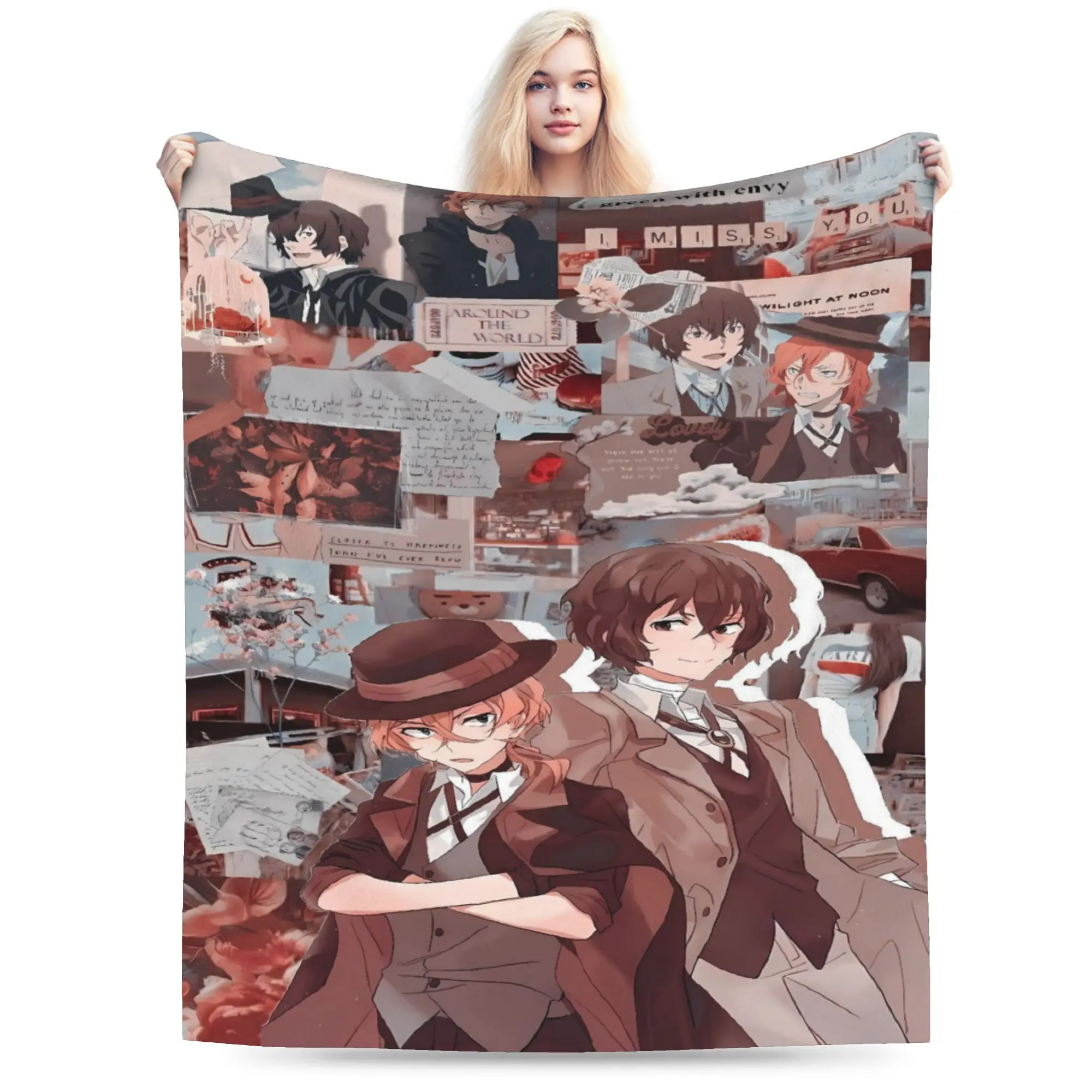 Dazai Bungo Stray Dogs Blanket Quality Soft  Throw Blanket Winter Travel Office Bedroom Street Trend Bedspread