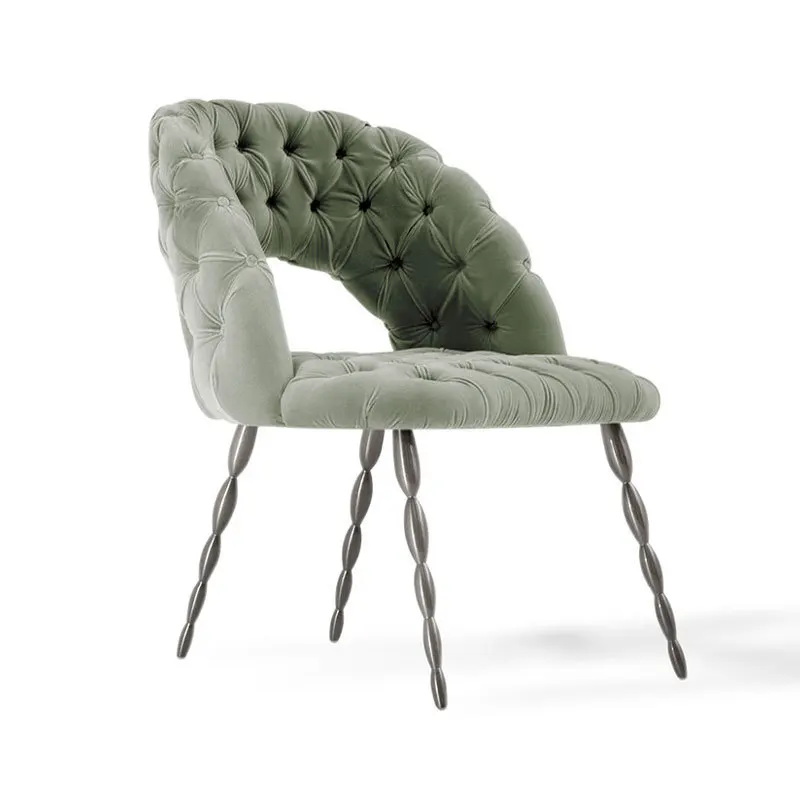 Home Premium Dining Chair Stainless Steel Art Single Chair Villa Mansion Backrest Dressing