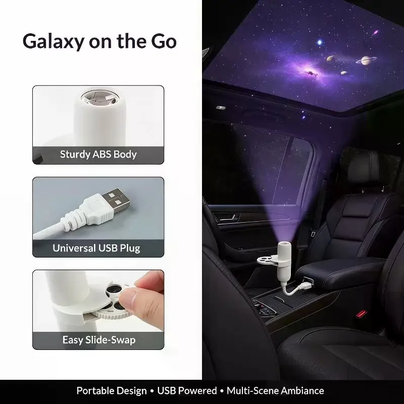 USB Powered Galaxy Projector Multi Planet Patterns Flexible Neck For Bedroom Romantic Night Use