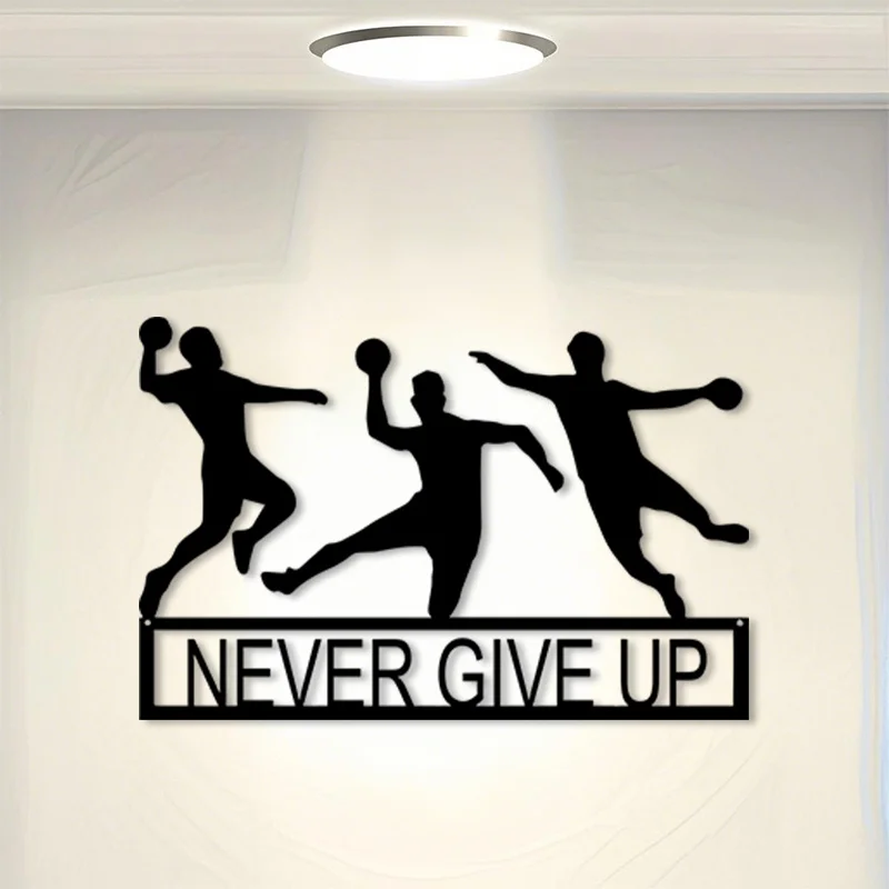 CIFBUY Arte de pared de metal, escultura de hierro vintage de balonmano, decoración colgante para vestuario deportivo u oficina, regalo