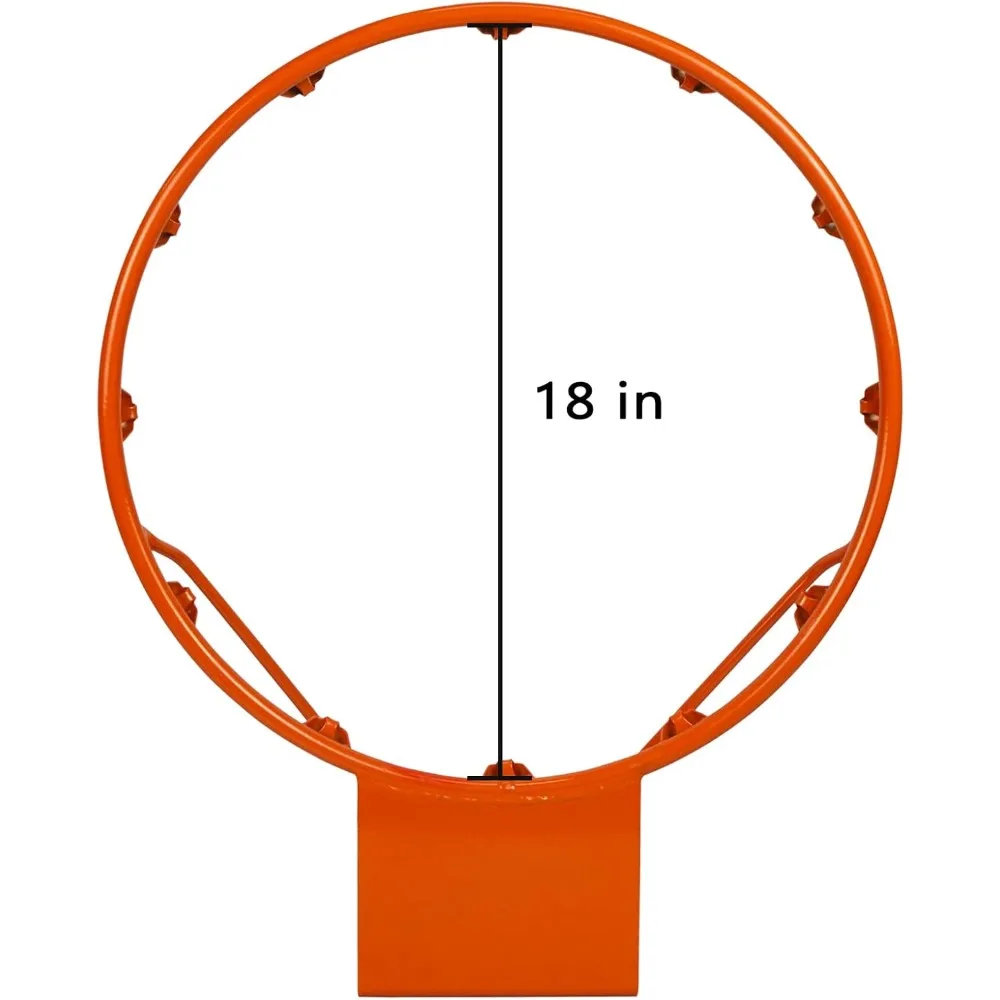 Standard 18" Basketball Hoop Replacement with Net - Heavy Duty Steel Rim for Outdoor Courts