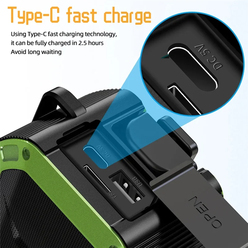 

B03B-Hand Crank Solar Radio Bluetooth-Compatible Speaker Radio Emergency LED Flashlight Black