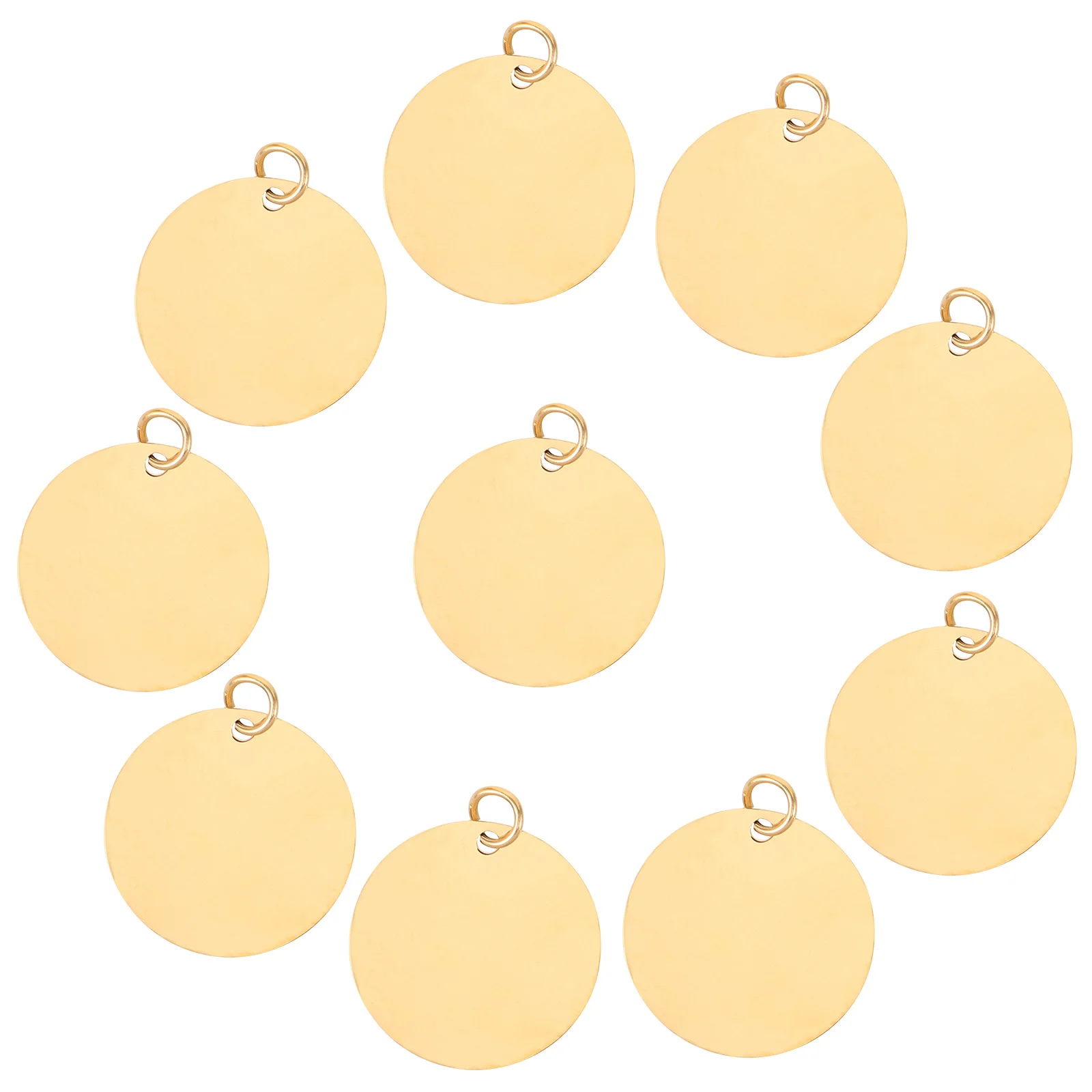 

10 Pcs Stainless Steel Polished Hanging Tag 20mm Round Charms DIY for Necklaces Blank Bracelet Pendants Flat Metal Blanks