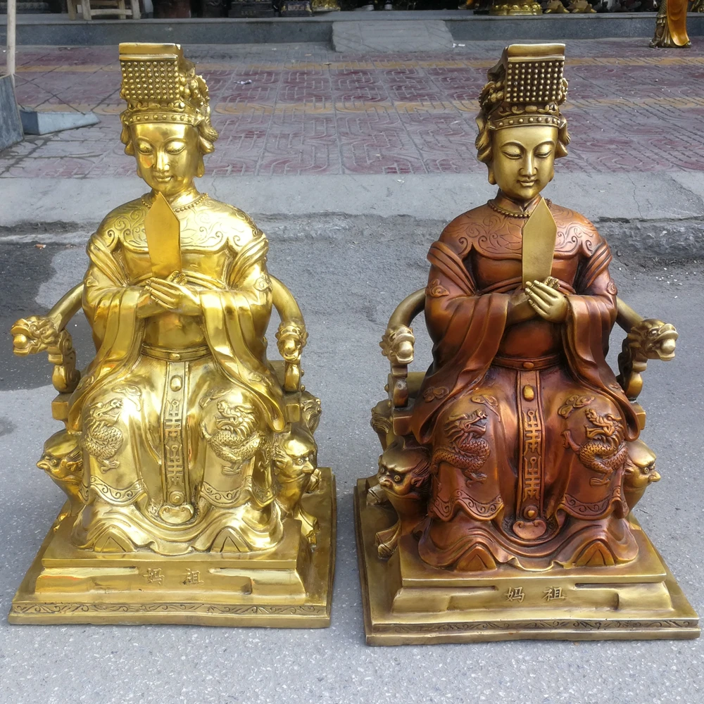 60CM huge Temple HOME Family Safety efficacious Talisman Mazu GUAN YIN GOD Goddess of the Sea FENG SHUI copper statue