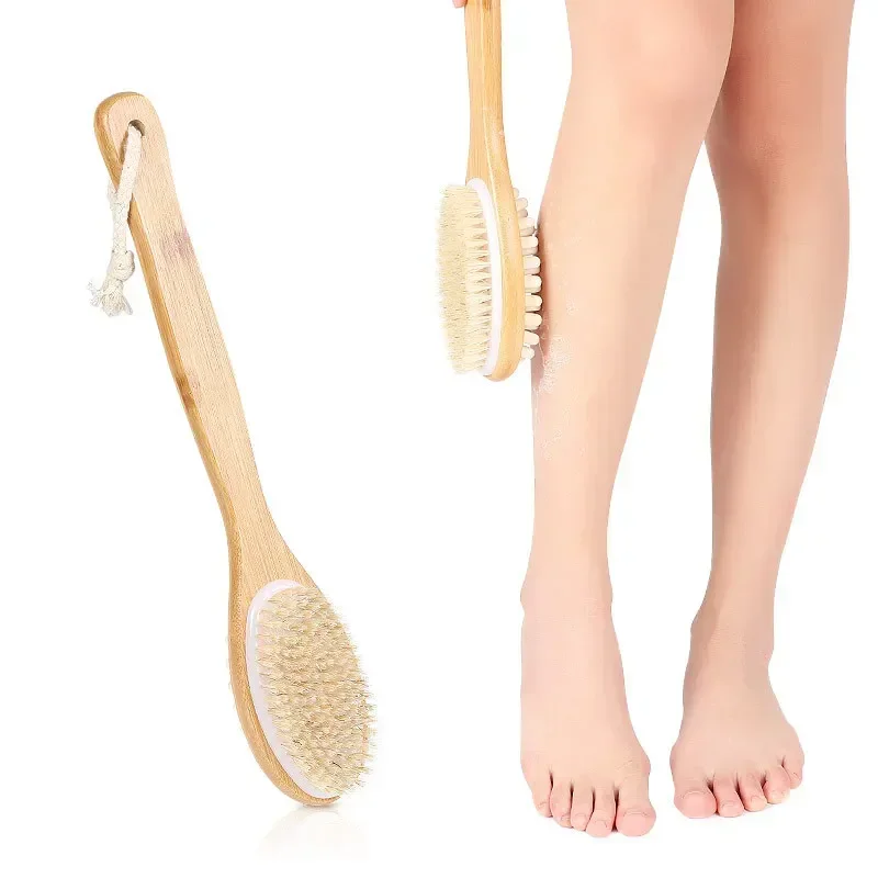 

Handheld portable shower brush Natural Wooden Wet Dry Skin Body Bristle Brush Soft SPA Brush Bath Massager
