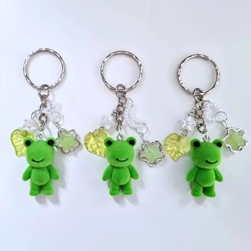 Llavero de rana flocado Wonky hecho a mano Y2K Joyería linda