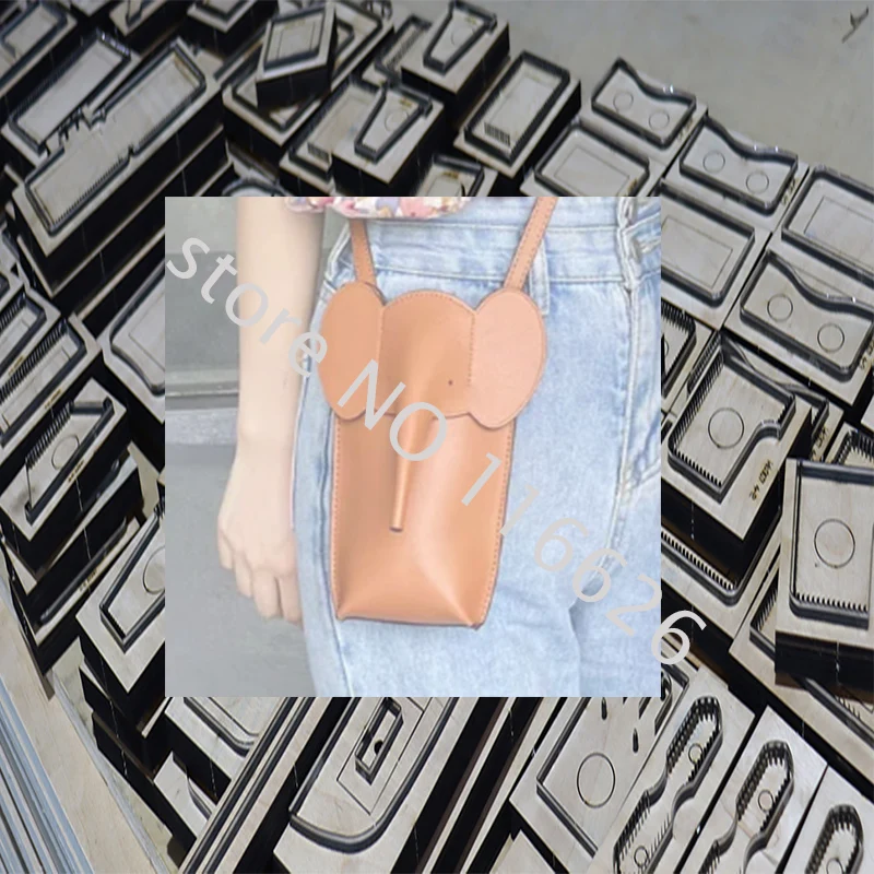 DIY leather craft elephant cellphone bag knife mold cutting dies hollowed punch tool steel blade 21x12x5cm