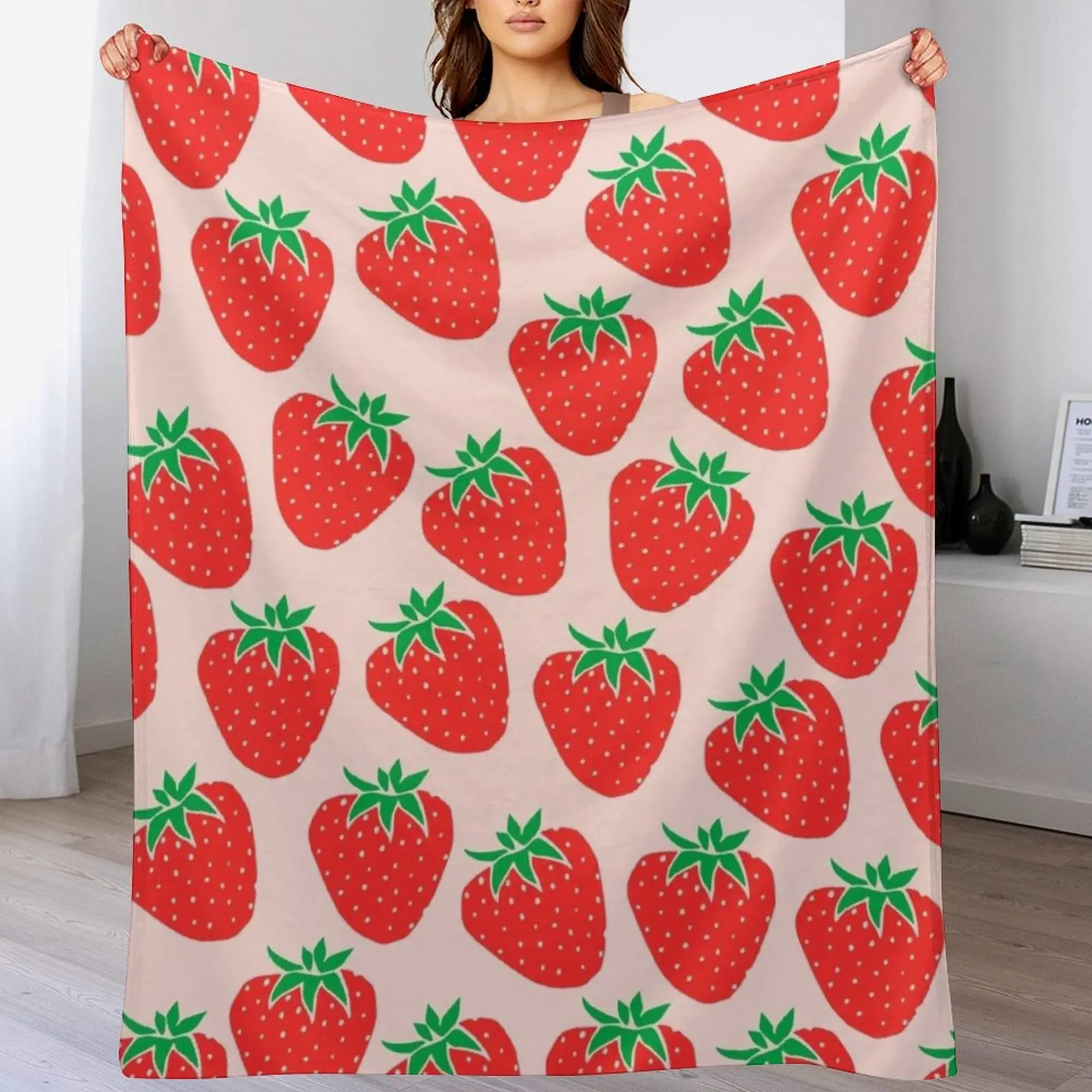 

Cute Strawberry Throw Blanket Bed covers Sleeping Bag Soft Plush Plaid Blankets