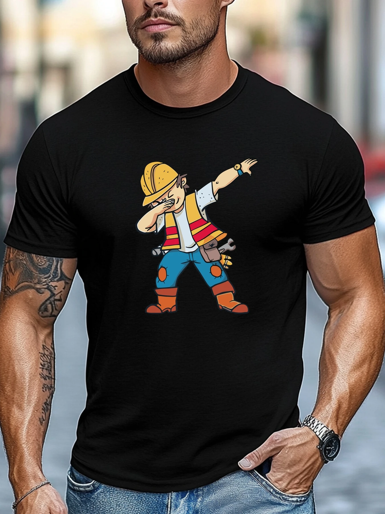 

Мужская футболка с короткими рукавами Worker Graphic Summer Soft Comfort Fit Tee Daily Tops
