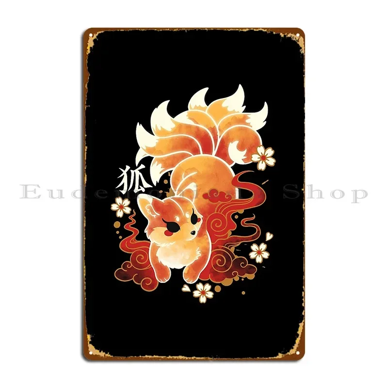 Kitsune Kawaii - Placa metálica con diseño de cartel clásico para club, fiesta, pub