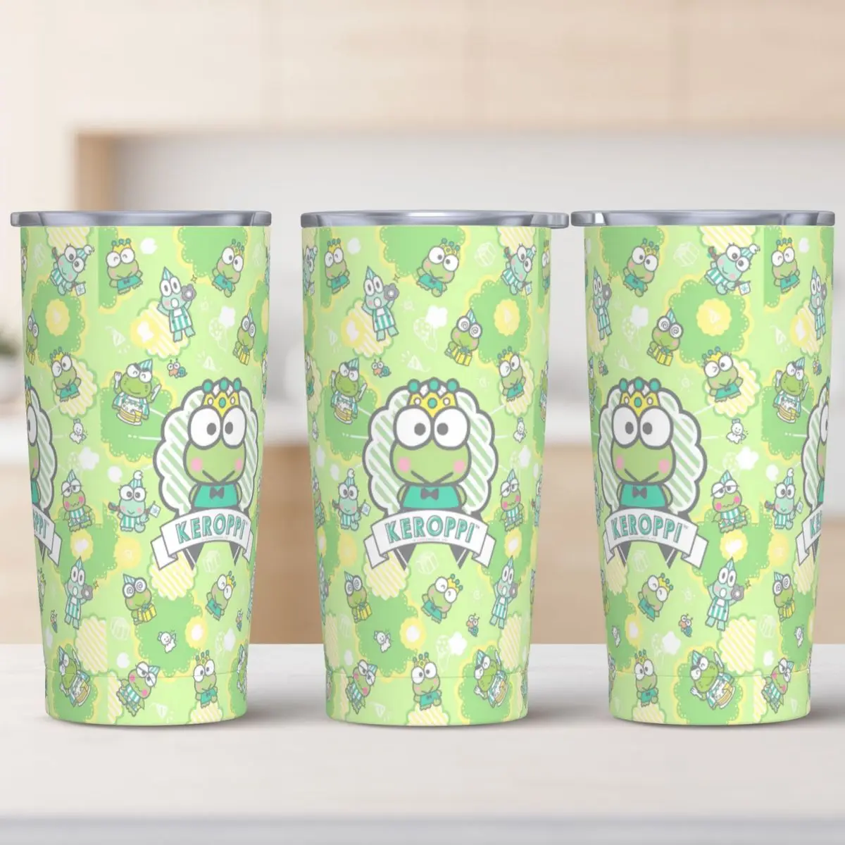 Stainless Steel Tumbler Keroppi Big-Eyed Frog Coffee Mug Keep Heat Hot Drinks Car Mugs Camping Custom DIY Water Bottle