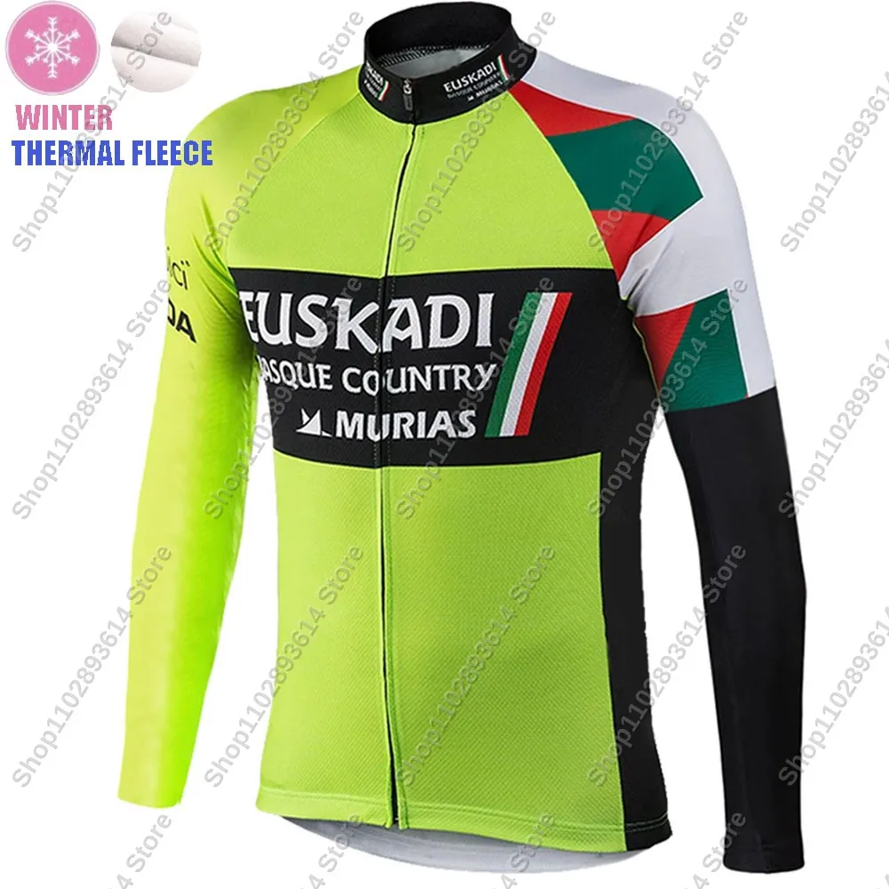 Winter 2025 Euskadi Team Cycling Jersey Set Retro Clothing Team Suit Mens Long Sleeve MTB Bike Road Pants Bib Ropa