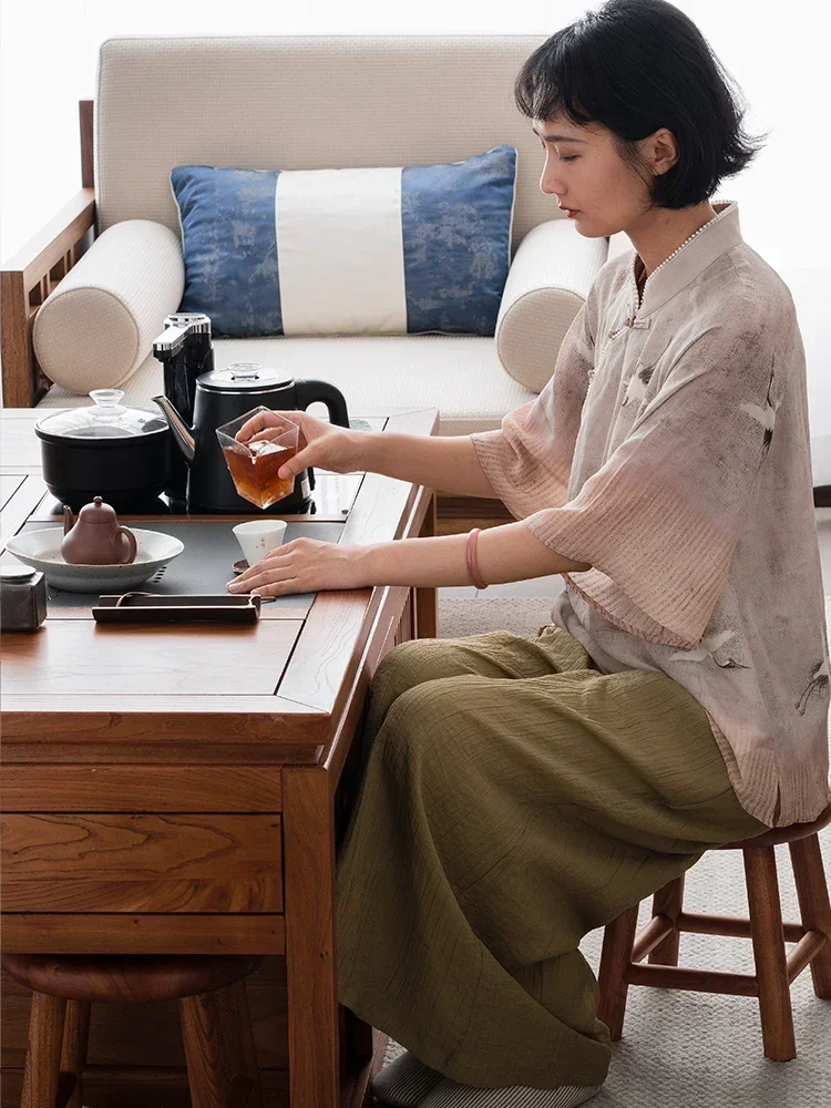 Picture 3: Stone Tea Table Elm Living Room Home Zen Tea Kung Fu Tea Table with Kettle