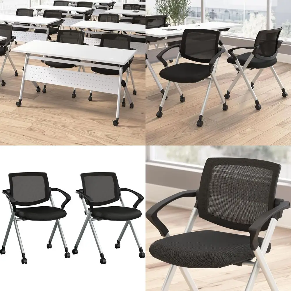 

Стулья Bush Businurniture со складными подлокотниками - комплект из 2 шт., коммерческого класса, с сетчатой спинкой, для офиса, банкетов или учебных классов