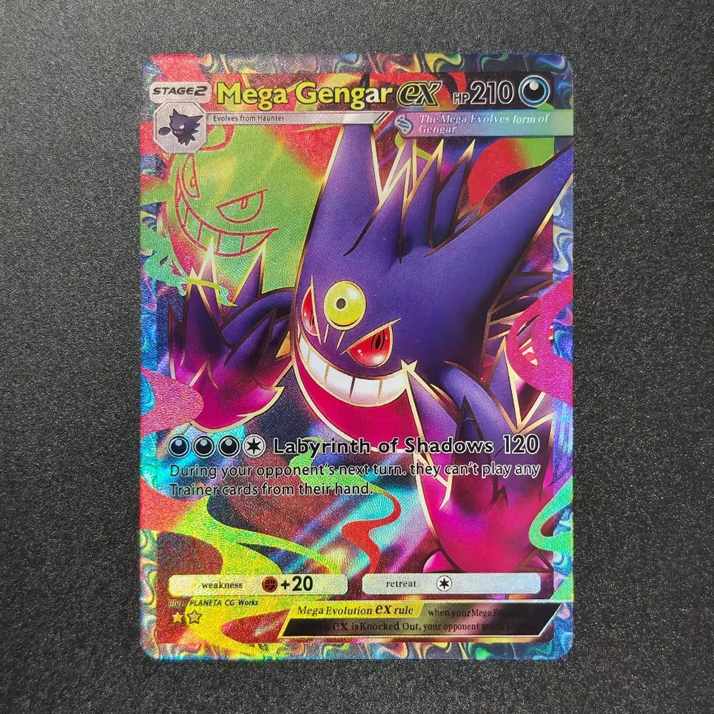 DIY PKM English TCG Pocket Card Mega Shine B2b Mew Gengar Lapras Slowbro Manectric Mega Scizor ex Charizard X APP Game Card