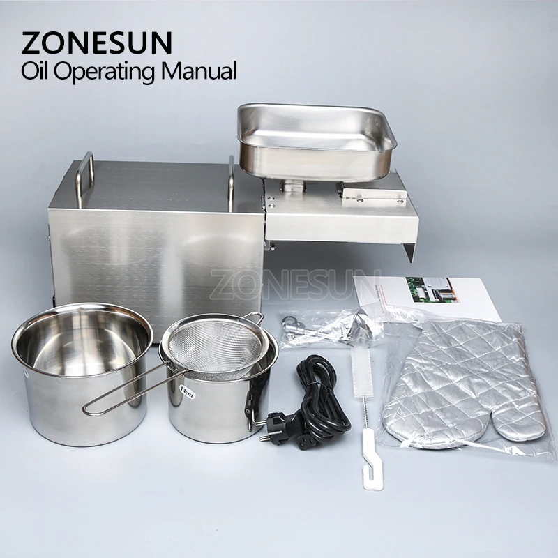 ZONESUN OP-200 땅콩 참깨 콩 오일 프레스 기계 오일 추출 착유기 압착기 스테인레스 스틸 110V 또는 220V 가능
