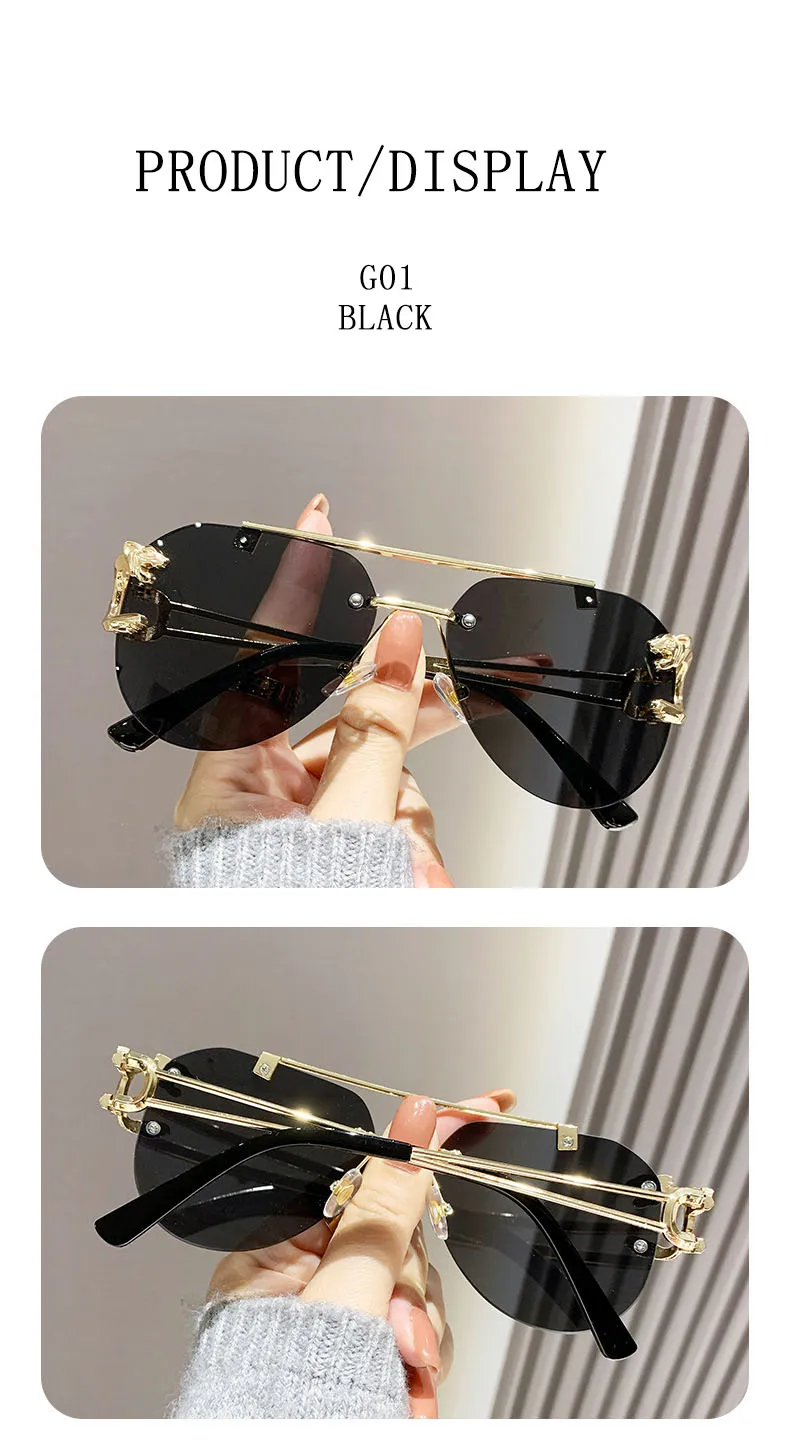 Randlose Designer Sonnenbrille Frauen Trendy Luxe Mode Sonnenbrillen Männer Vintage Gläser Lentes De Sol Mujer Lunette Soleil Femme – Detail 17
