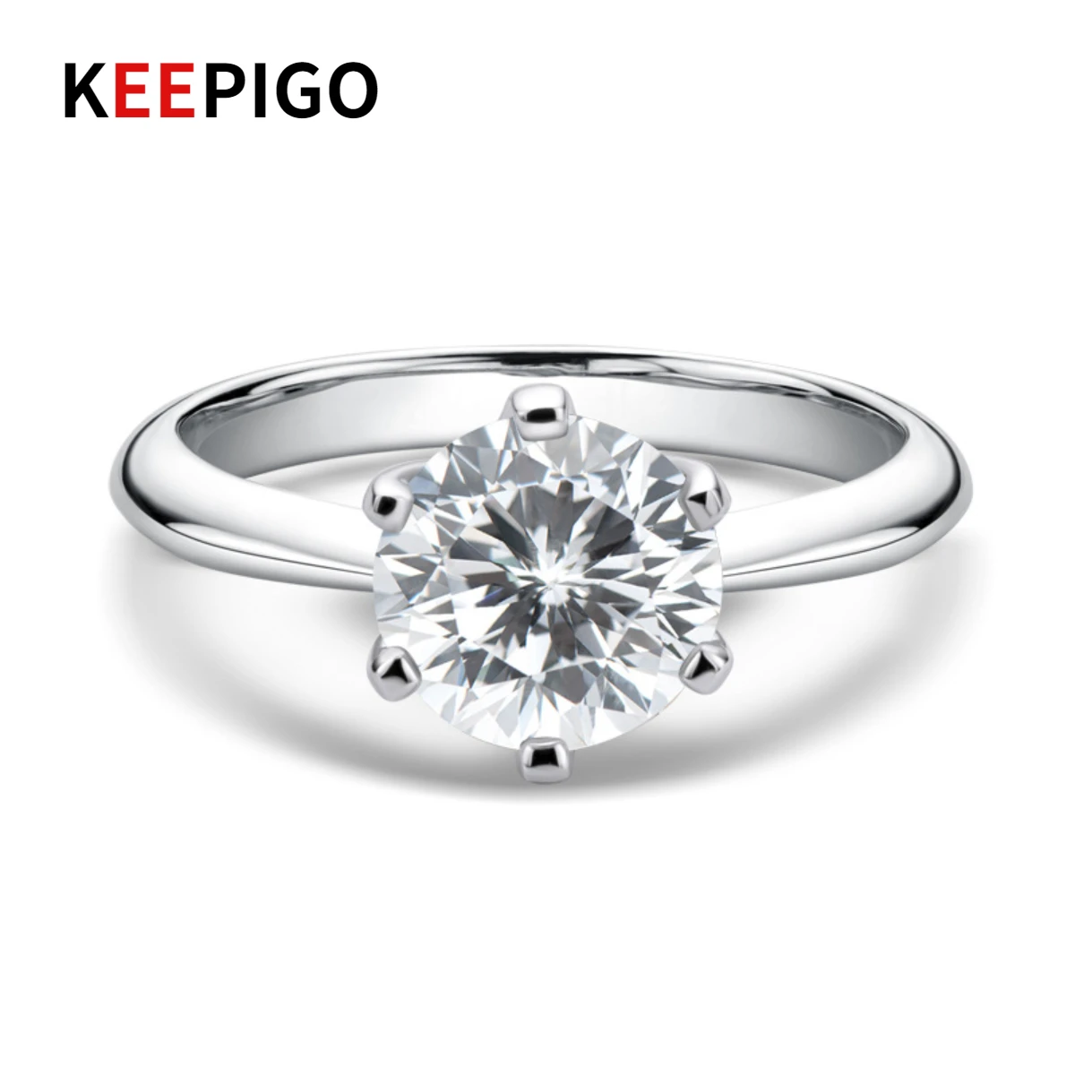 

KEEPIGO Classic Elegant Six-Claw D Color 925sterling silver Oval Moissanite Gemstone Ring for Man Women Engagement Fine Jewelry