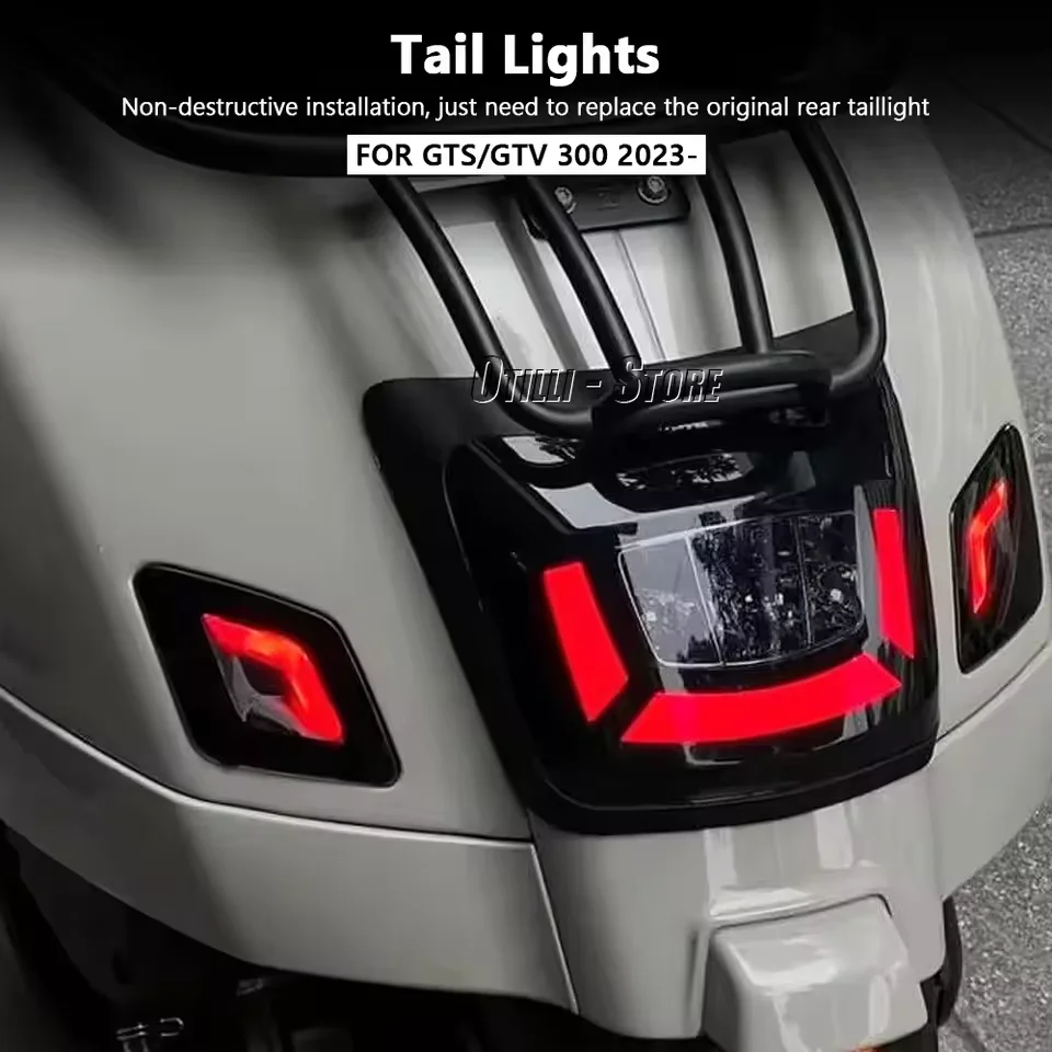 

Motorcycle LED Tail Brake Light Red Smoke Lens Rear License Lamp Daytime Running Signal For Vespa GTS 300 GTV 300 GTS300 GTV300