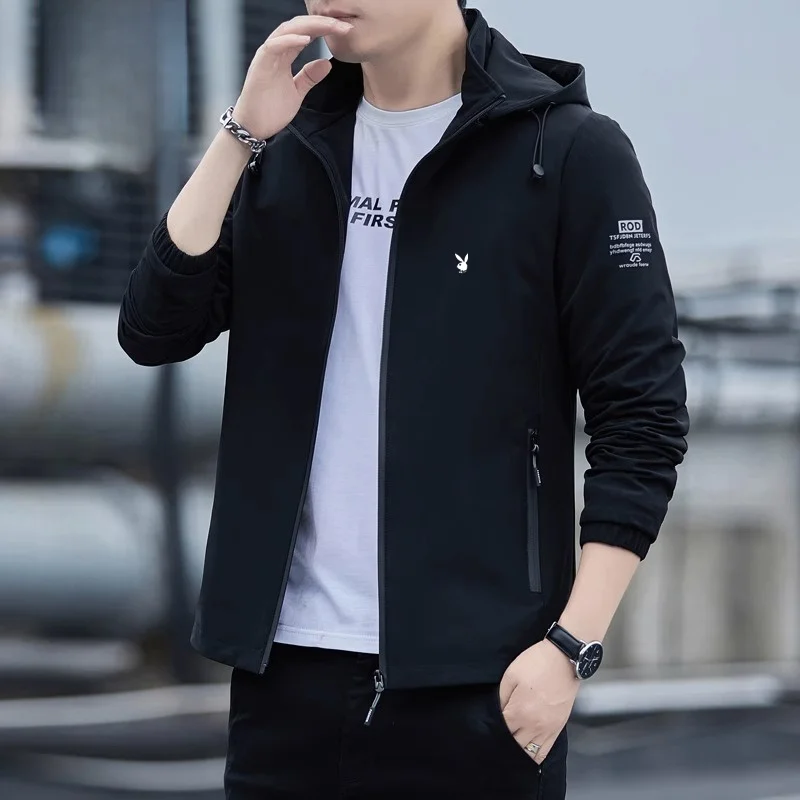 

Trendy Outdoor Windbreaker Jaet Autumn New Sle Couple Waterproof Unremovable Hood Zipper Closure Polyester Fiber