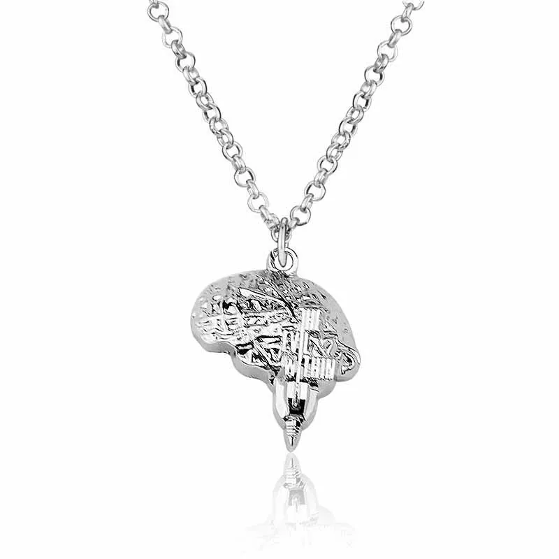 Game The Evil Within Pendant Necklace Brain Pattern Necklace for Women Men Metal Gothtic Jewelry Accessories Souvenir Gift