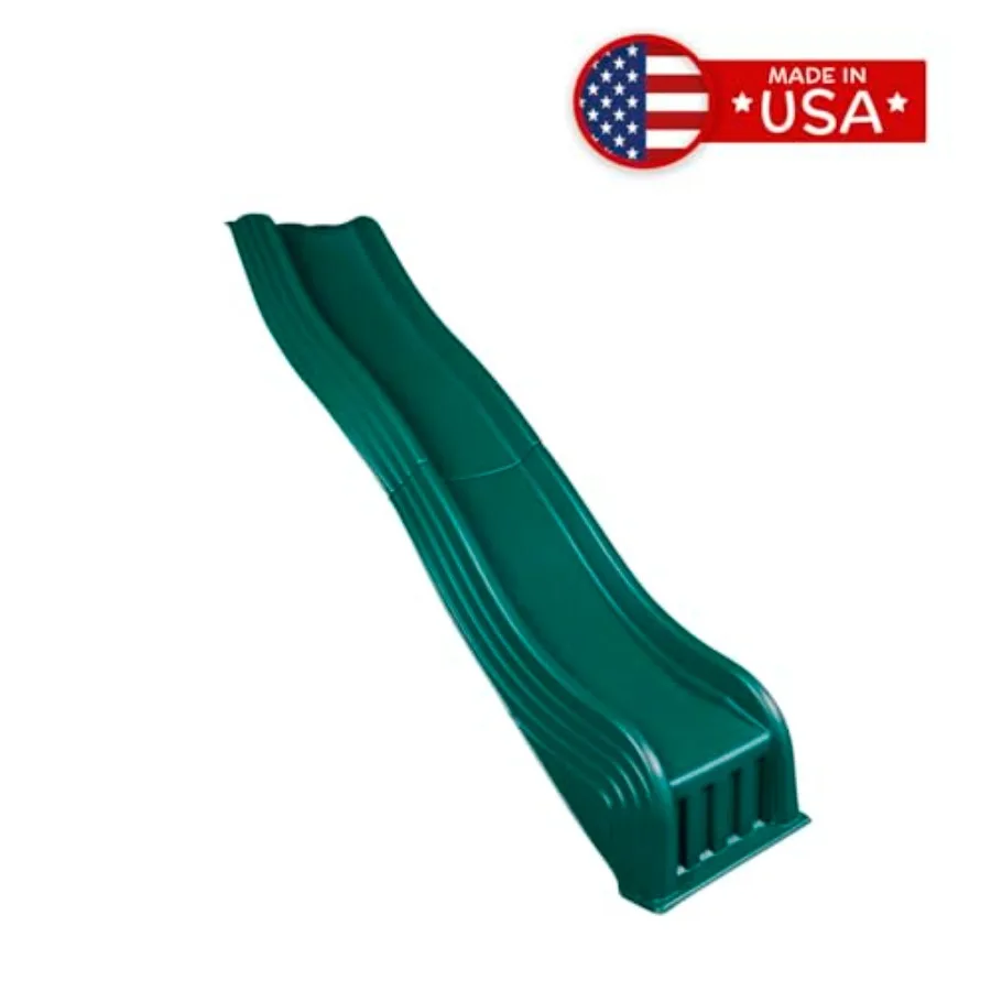 Two Piece Plastic Cool Wave Slide for Swing Sets- Swing Set Replacement Slide, Green