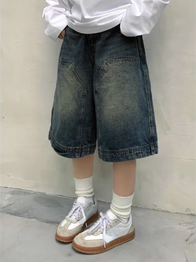 Summer Vintage Jeans Shorts Women 2024 New Bottoms Streetwear Fashion Casual Y2k Retro Wide Leg Denim Pants Pantalones Female