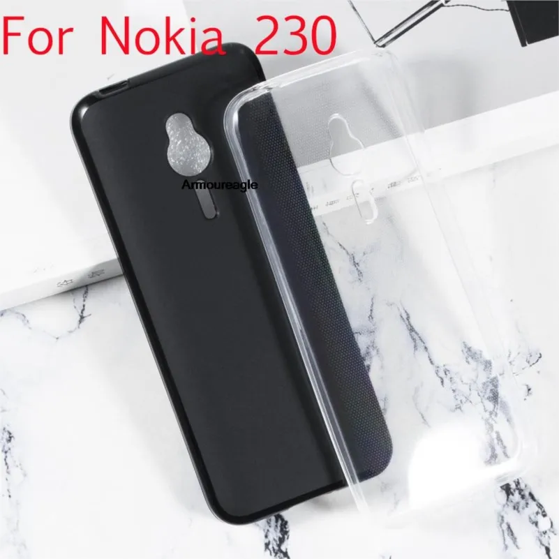 Black Clear Gel TPU Slim Soft Anti Skiding Case Back Cover On for Nokia 230 2015 Nokia230 Phone Rubber silicone Bag Saver