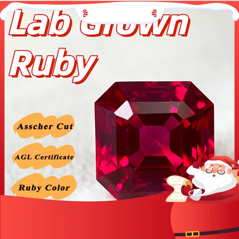 

Hot Sale Lab Grown Ruby Asscher Cut Ruby Color DIY Charms Jewelry Making Main Materials Selectable AGL Certificate