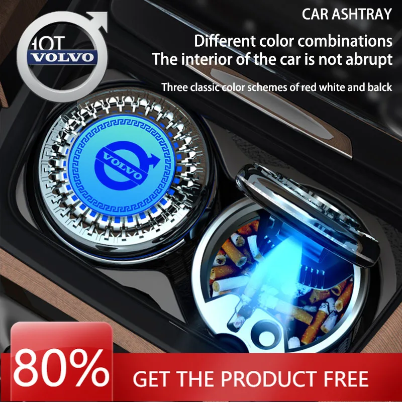 

Подстаканники Аксессуары для салона автомобиля Многофункциональная светодиодная пепельница для Volvo XC90 V90 V60 XC60 V40 S80 S60 S90 C40 XC40 V70 XC70 C