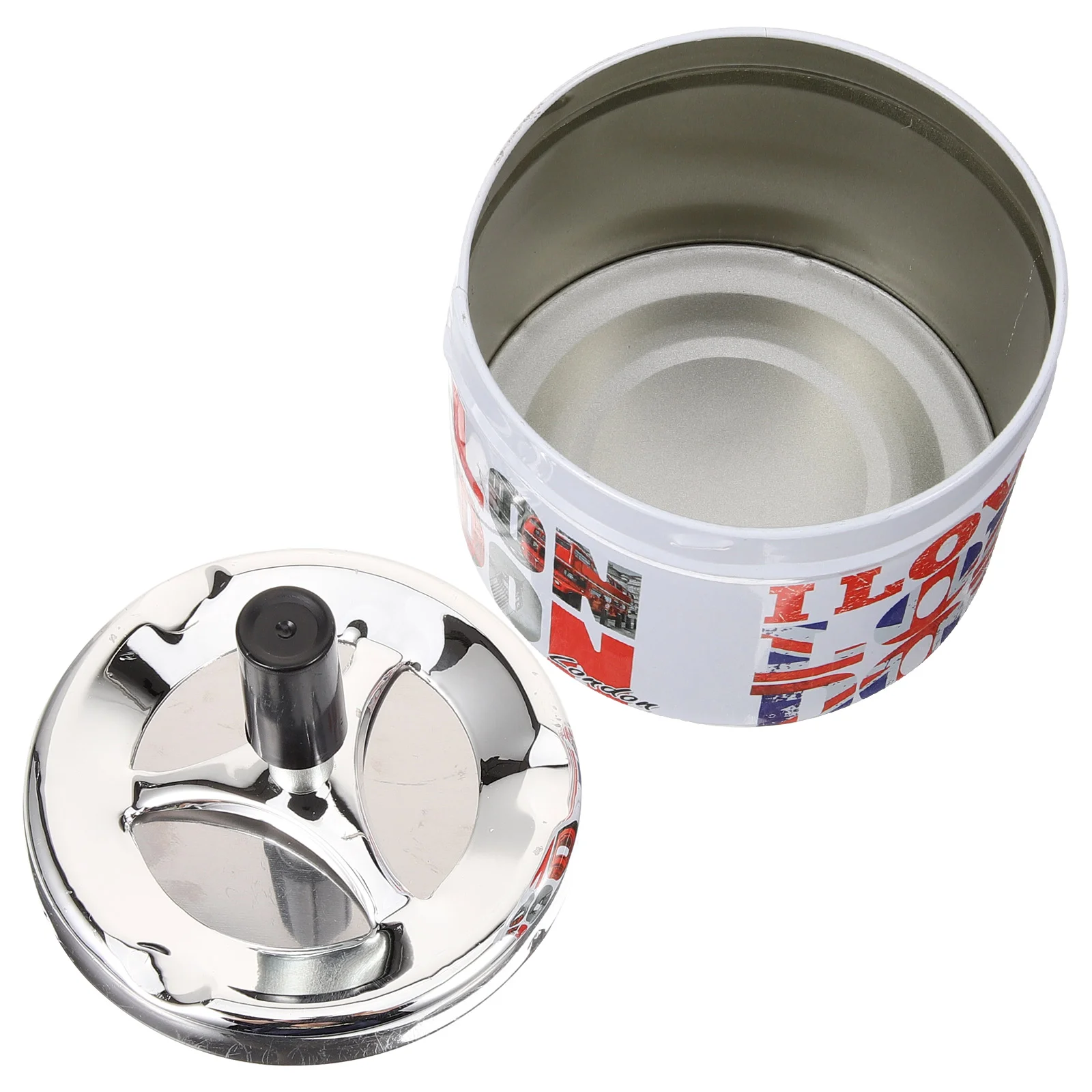 

Windproof Ashtray Automatic Extinguishing Tinplate Smooth Surface Stable Base Compact Desk Home Bar Restaurant Round Ash