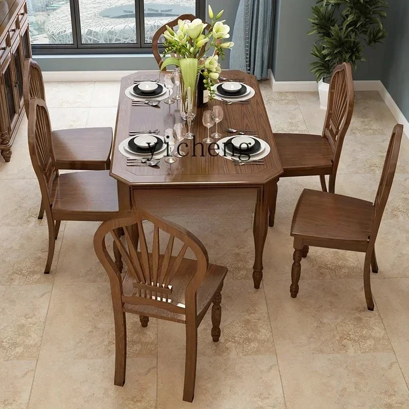 CJ-2 solid wood dining table and chair combination size apartment restaurant dining table living room table
