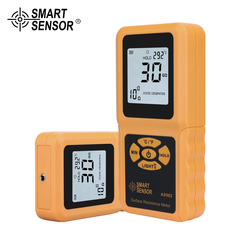 Portable Surface Resistance Meter Handheld Surface Impedance Meter with Data Holding Function LCD Display Resistivity Meter