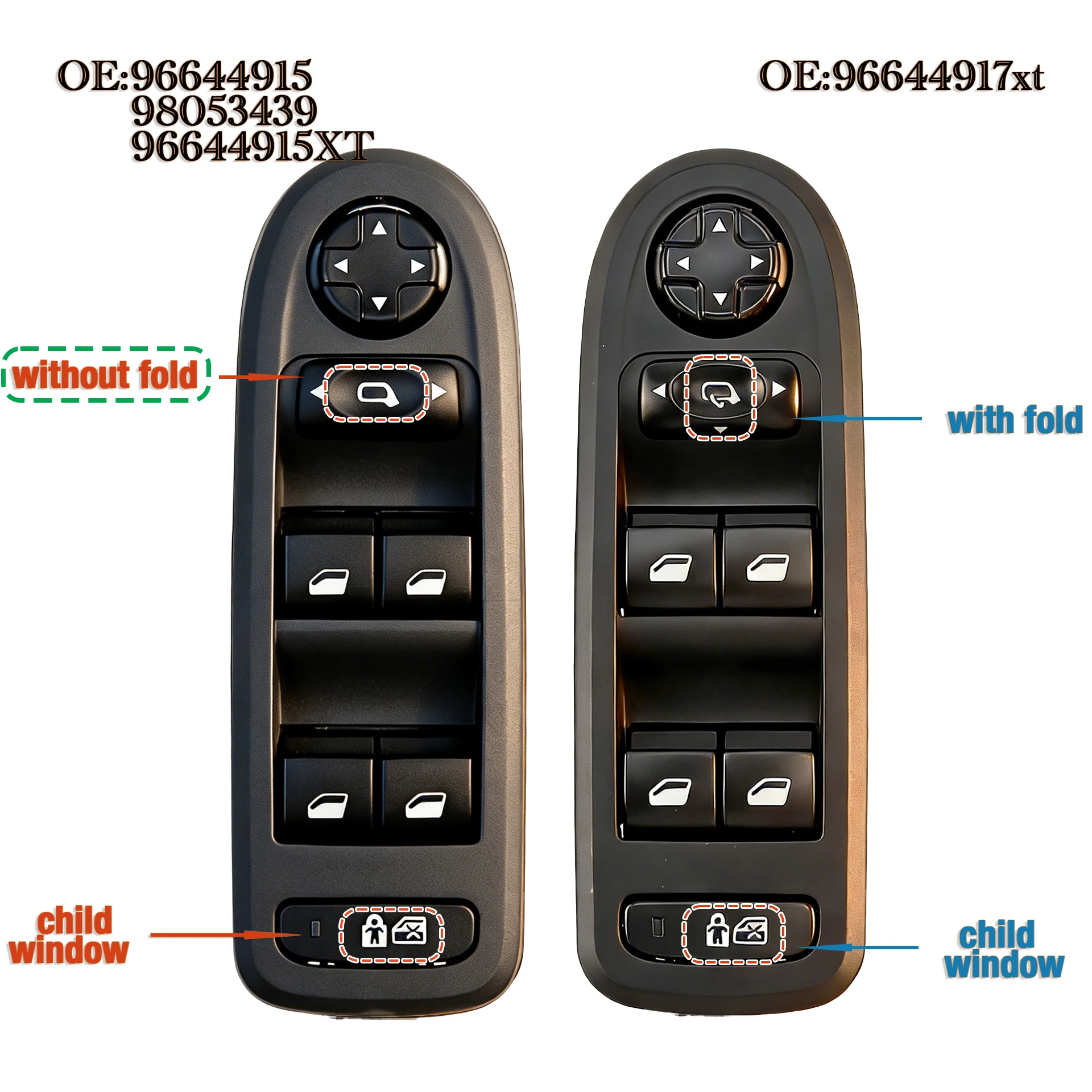 

96644915 For Citroen C5 Peugeot 308 508 2007-2013,Drive Side Master Electric Power Window Switch Glass Lifter Control Button