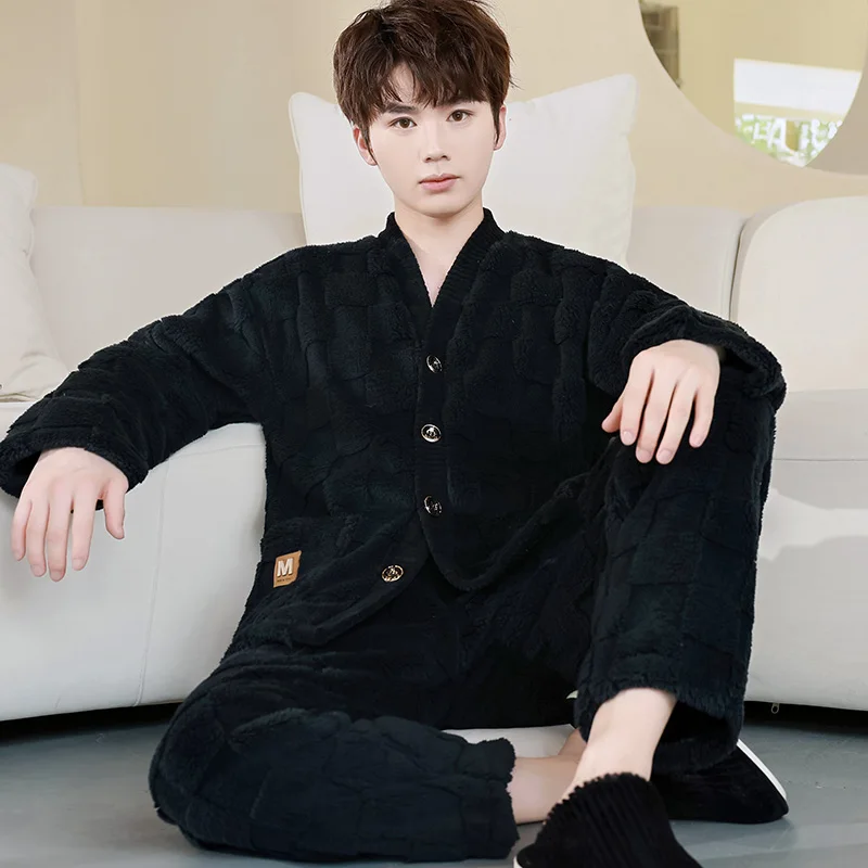 W-v cardigan square black-velvet men