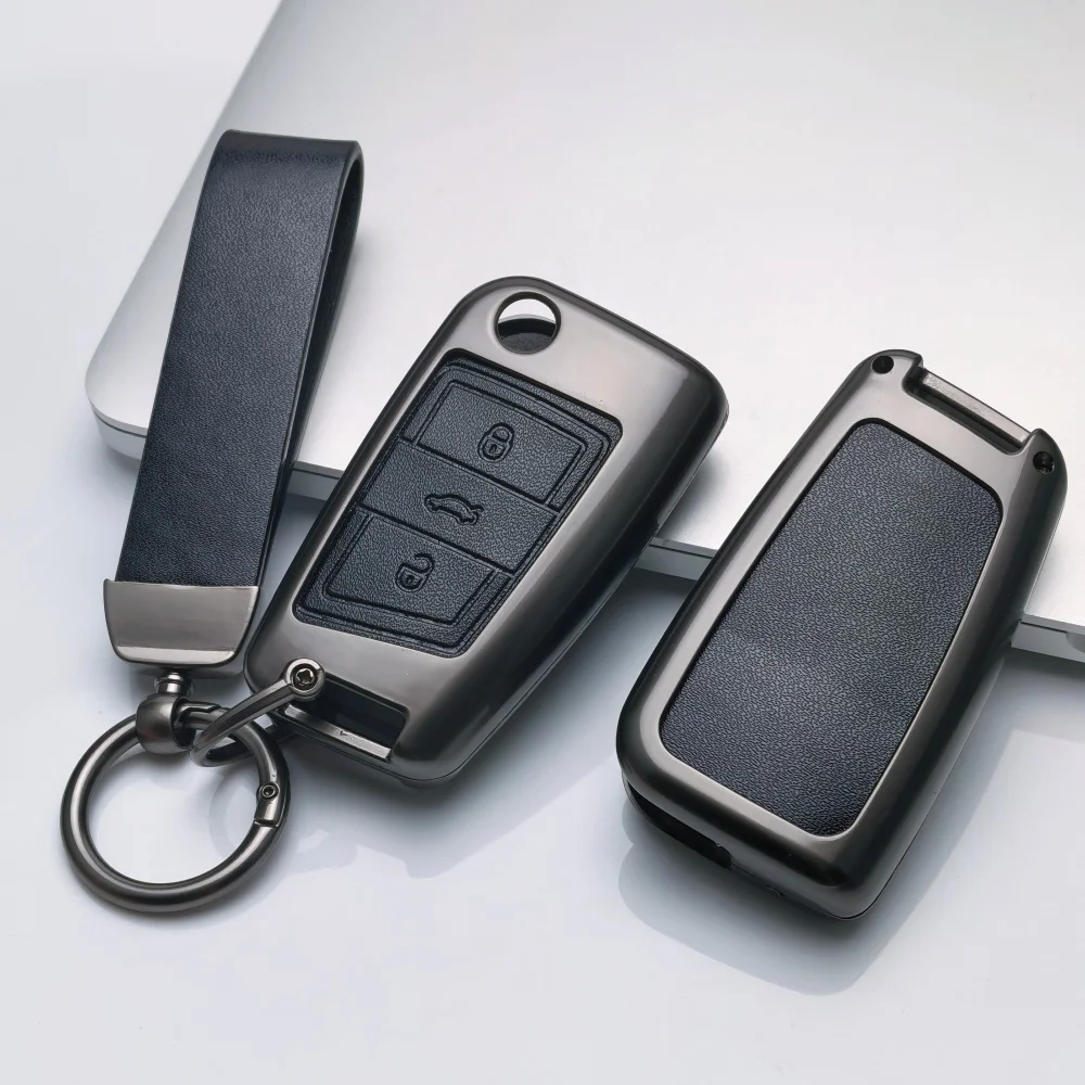 Zinc Alloy Leather For VW golf 7 GTI POLO T-Roc touran Tiguan Skoda Octavia Rapid kodiaq Fabia Seat Ibiza leon Car key cover