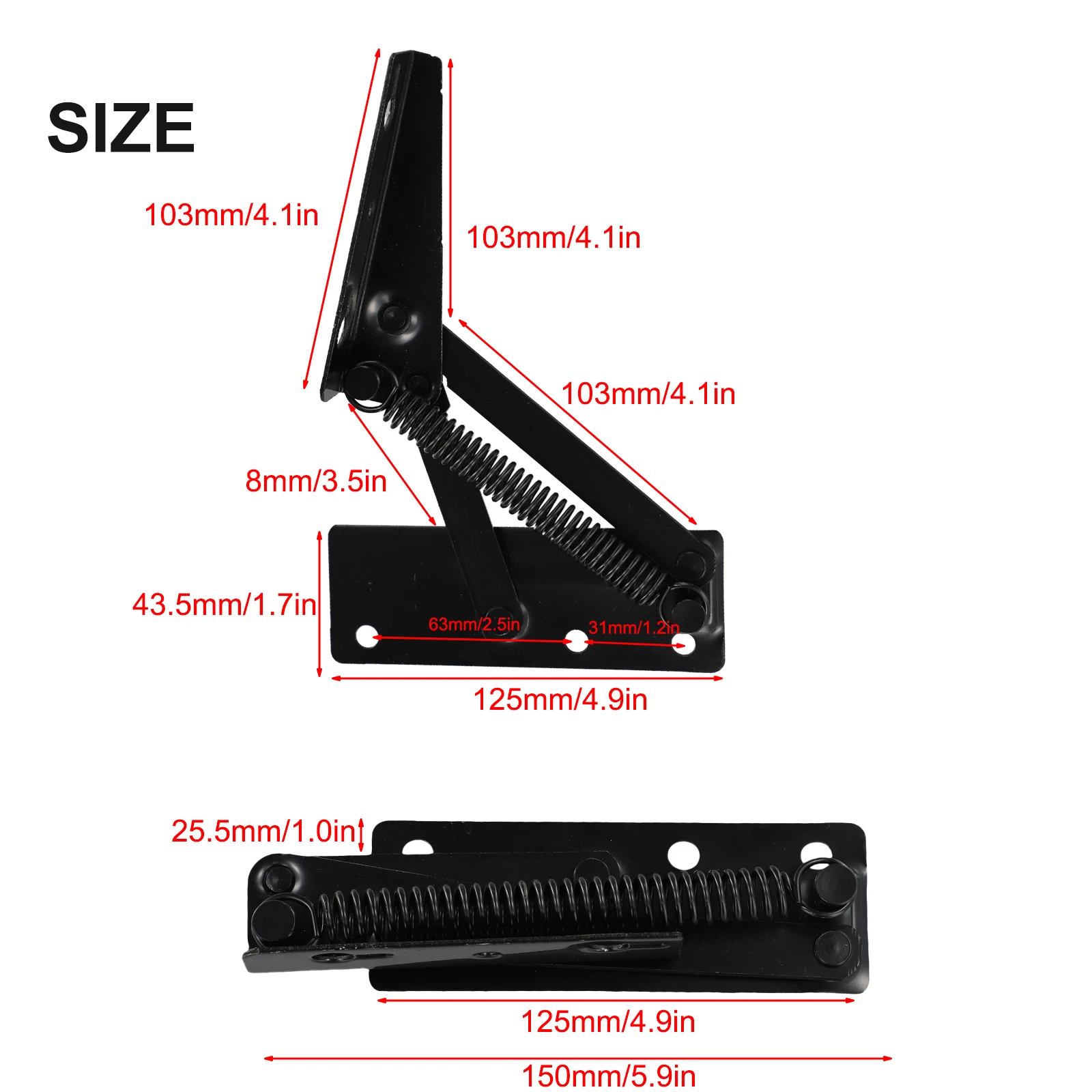 

2Pcs Sofa Bed Hinge Adjustable Angle Mechanism Hinge Hardware Black Funitures Household Hardware Tool 125x43.5mm