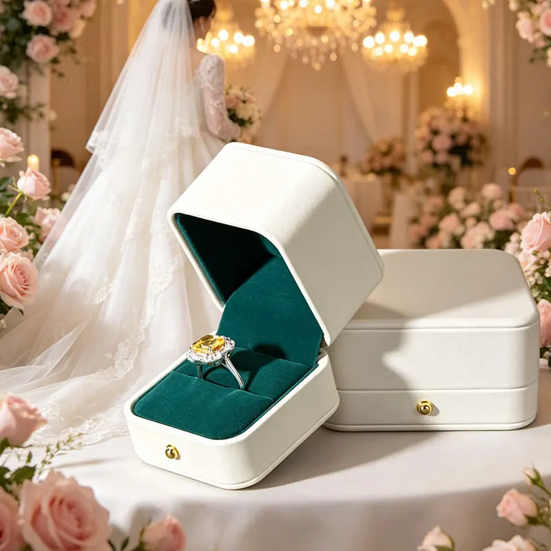 WoodTen Ring Box Jewelry Engagement Wedding Gift Box Jewelry Organizer Case Ring Bracelet Display Pendant Long Chain Jewelry Box
