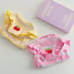 Cute Flying Sleeves Striped Dog Vest Puppy T Shirt Summer Pet Clothes Cat Clothing Chihuahua Bichon Dog Apparels Undershirts