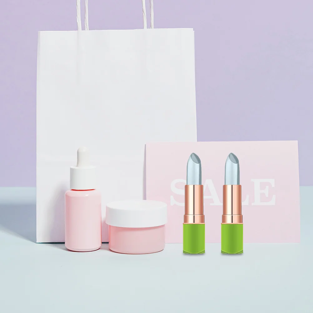 2Pcs Temperature changing Lipstick Aloe Moisturizing Gloss Plastic Beauty Tool Repair Dryness Cracks Hydrating Lip Balm Skincare