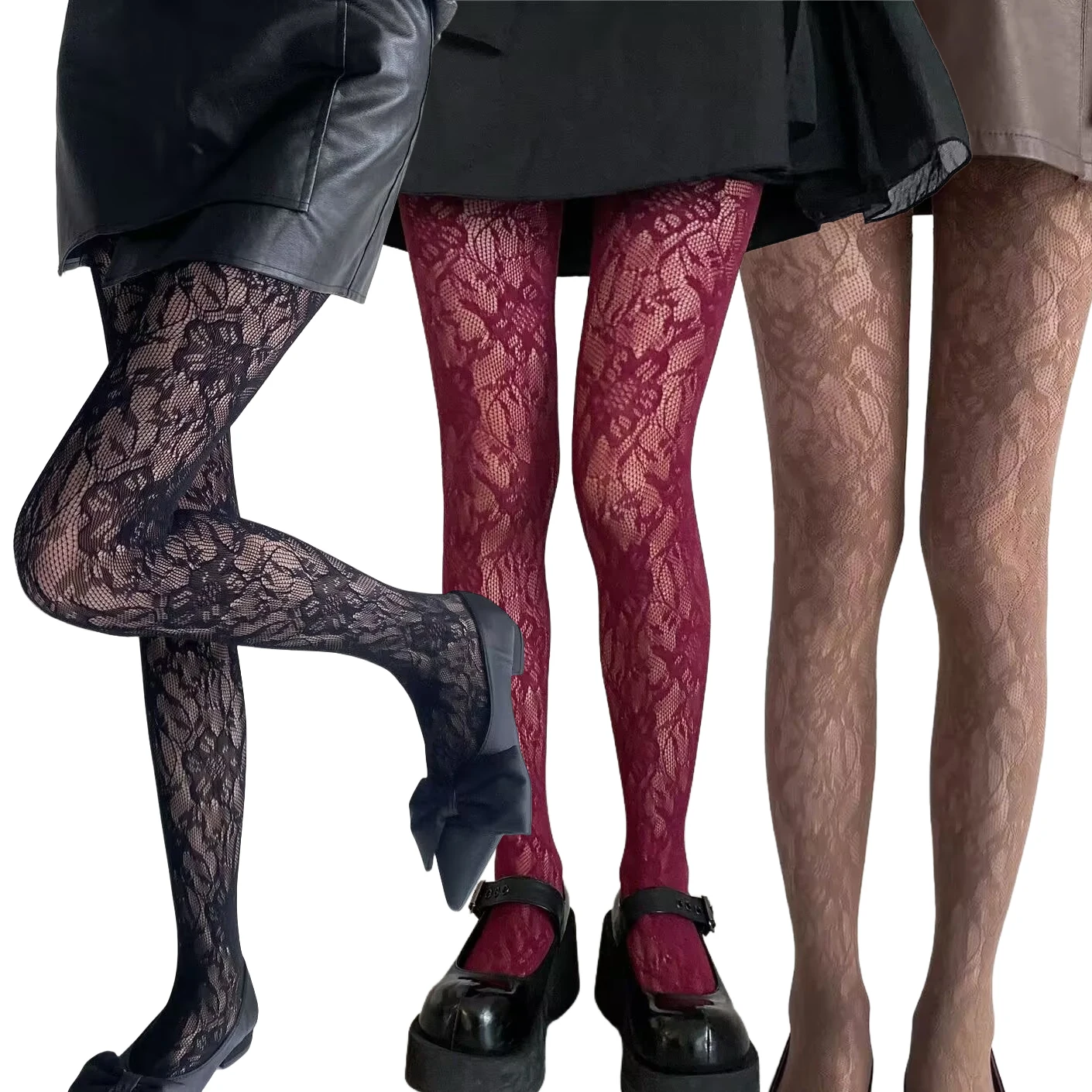 Women Thin Sexy Pantyhose Retro Fashion Fishnet Tights Gothic Hollow Out Flower Stockings Nightbar Dance Party Club Leggings New