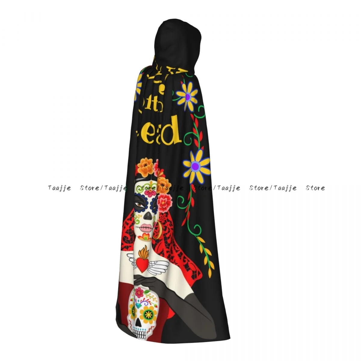 

Mexican Day Of The Dead Girl With Skull Cloak Cape Hooded Medieval Costume Witch Wicca Vampire Halloween Costume Dress Coat