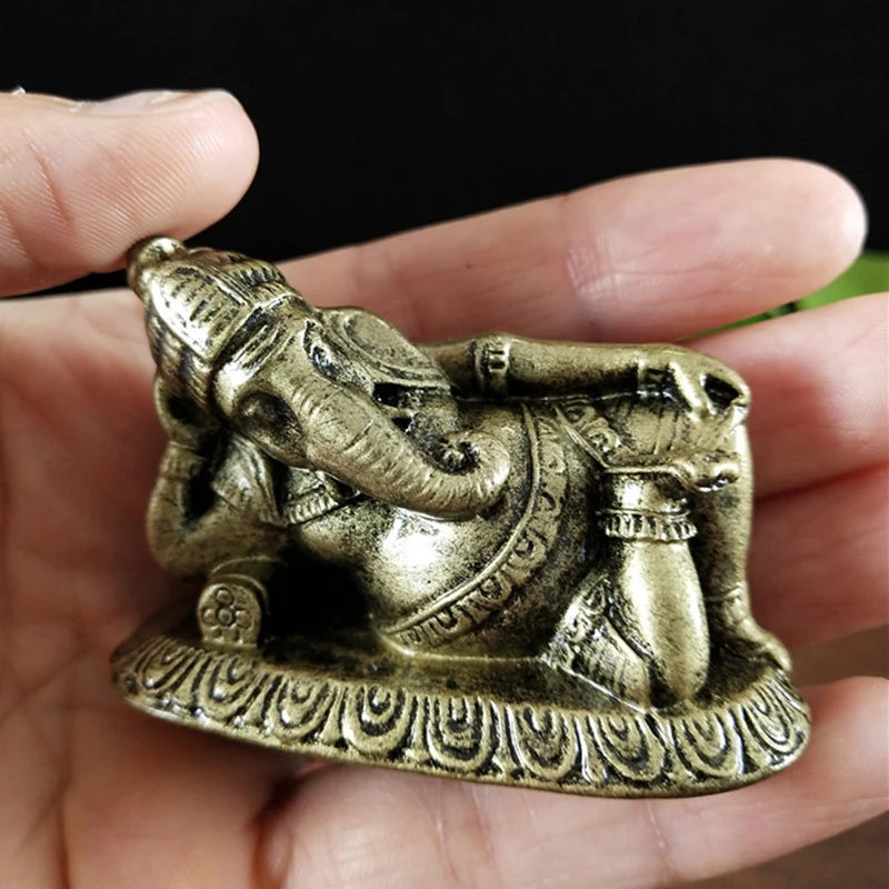 Bronze Color Ganesha Buddha Statue Ornaments Fengshui Ganesh Indian Elephant God Sculptures Figurines For Home Garden Decoration