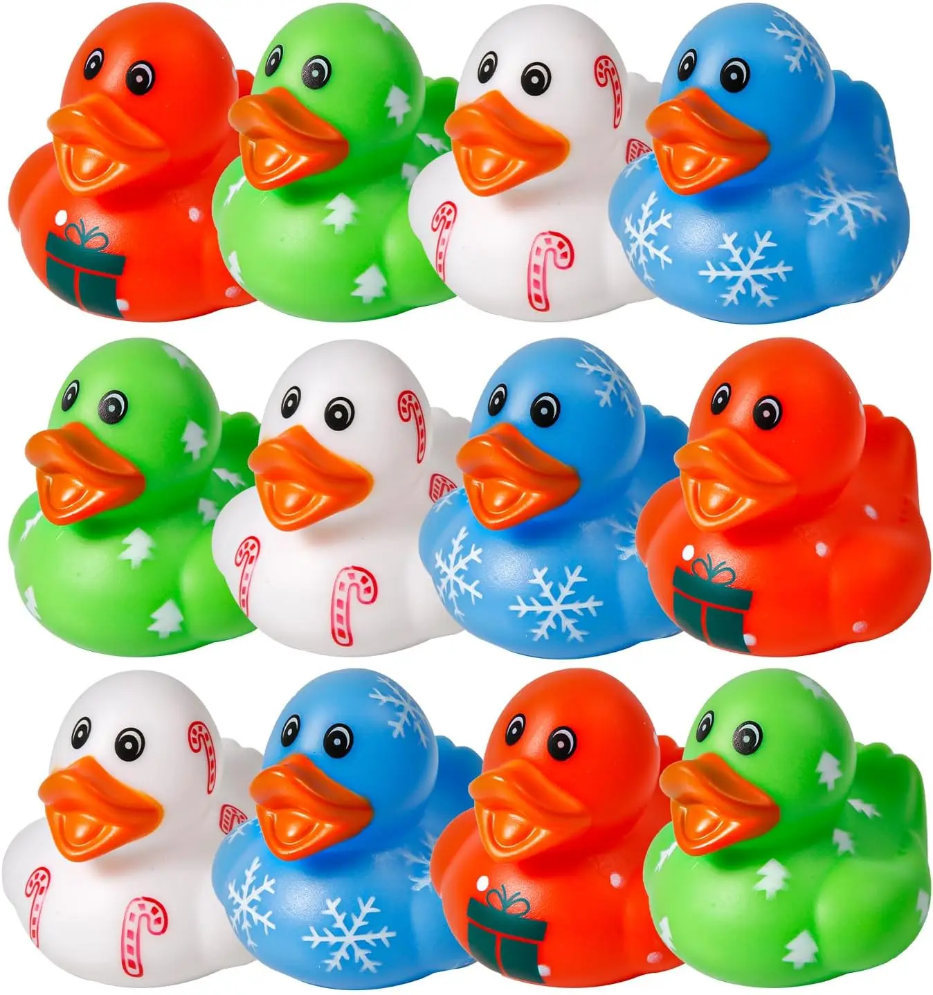 Canard en caoutchouc de Noël pour enfants, canard en caoutchouc assressenti, canard de bain de Noël, jouet de baignoire flottant, cadeau de fête préChristophe, 12 pièces