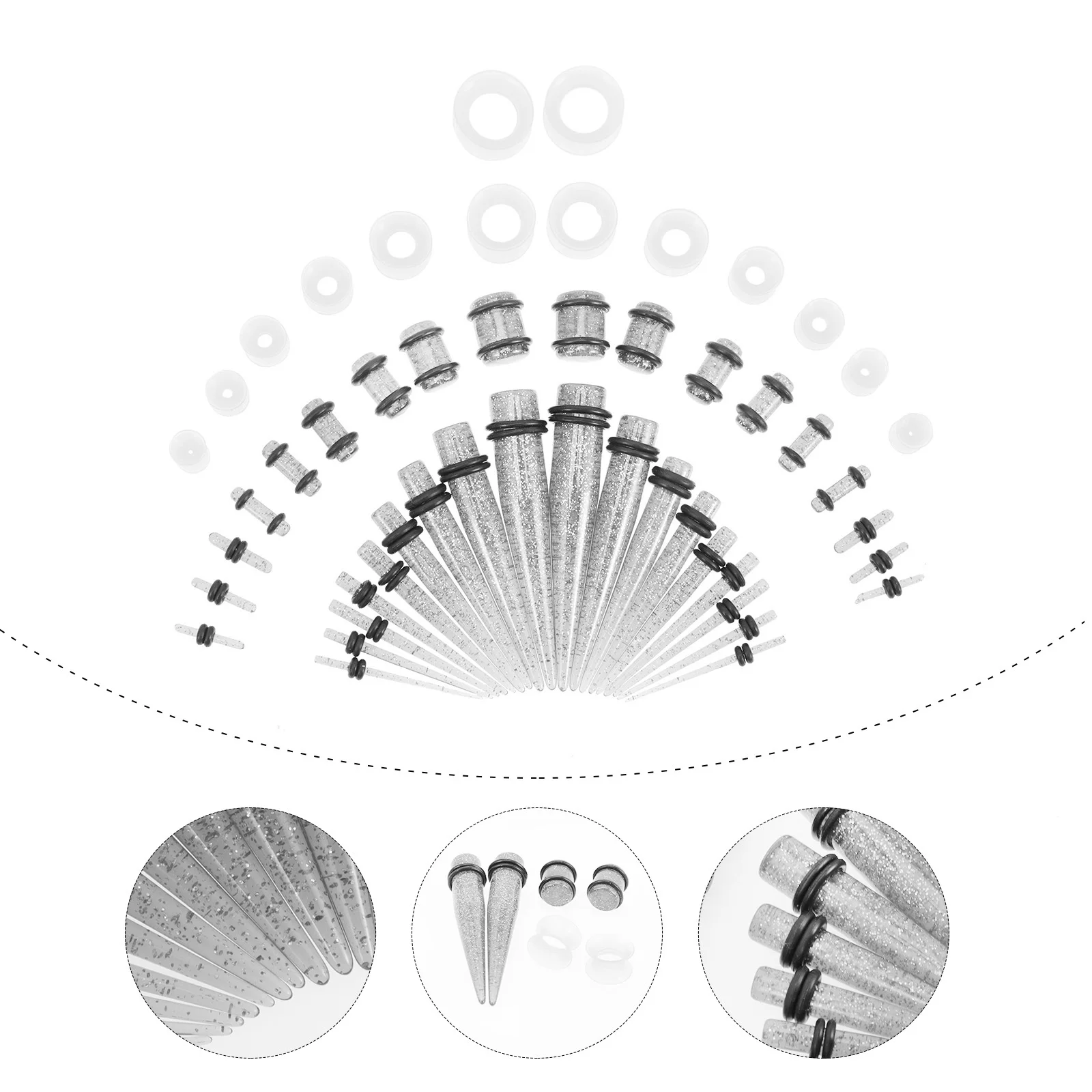 

50Pcs Ear Gauge Set Acrylic Stretching Kit Durable Safe Ear Accessories Fashion Earrings Gauge Stretching Kit Gauges for Women