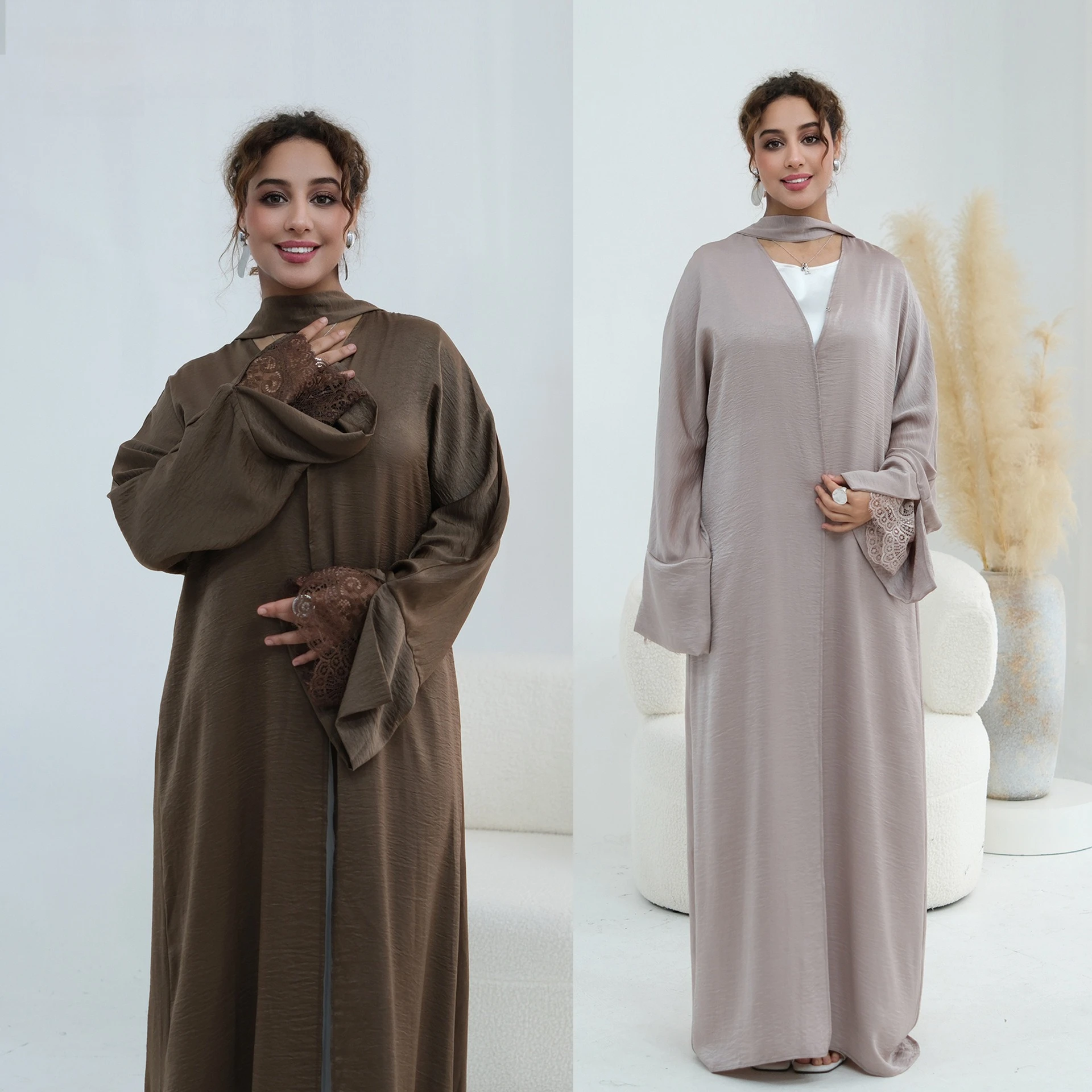 

Eid Abaya Dress Women Muslim Lace Dresses Cardigan Robe Jalabiya Sashes Ramadan Morocco Dubai Abayas Kaftan Islam Vestidos