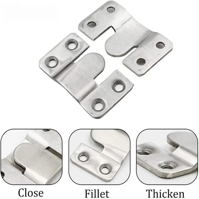 10Pcs Stainless Steel Hanging Buckles Flush Mount Brackets Insert Picture Frame Hanging Buckle Z Clip Furniture Connector Hooks